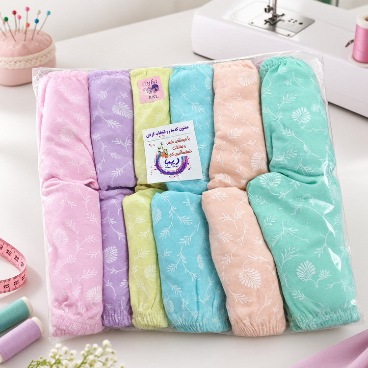 شورت زنانه نخی لیفه ای طرح برگ 4XL